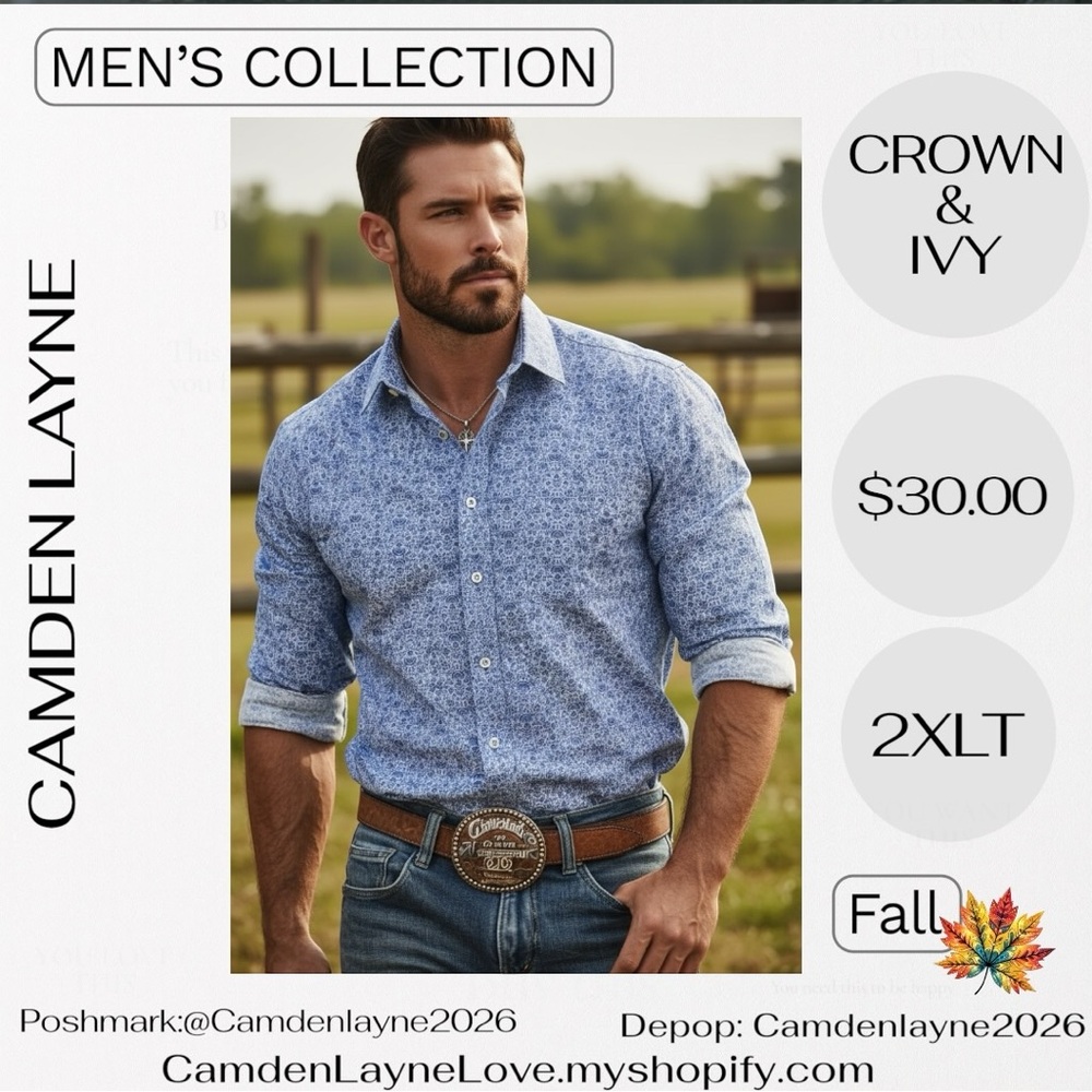 Crown & Ivy Light Blue Floral Patterned Shirt - Picture 2 of 7